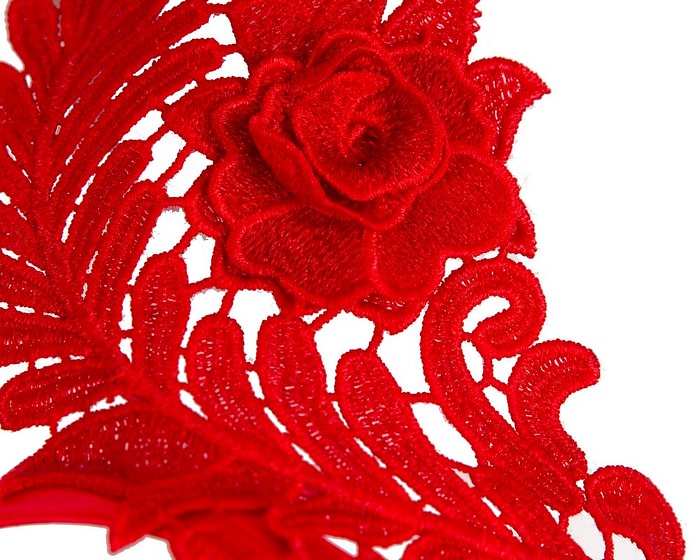 Stylish Red Crown Lace Fascinator by Max Alexander - Image 3