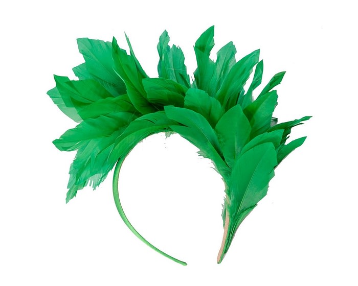 Green feather bunch fascinator by Max Alexander - Image 4