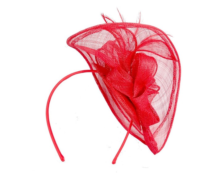 Max Alexander Chic Bright Red Sinamay Flower Fascinator - Image 4