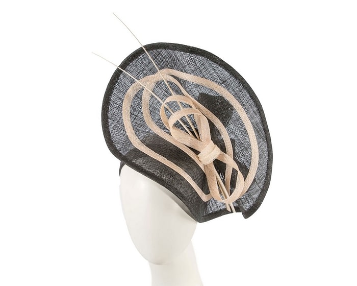 Elegant Black & Cream Sinamay Fascinator by Max Alexander