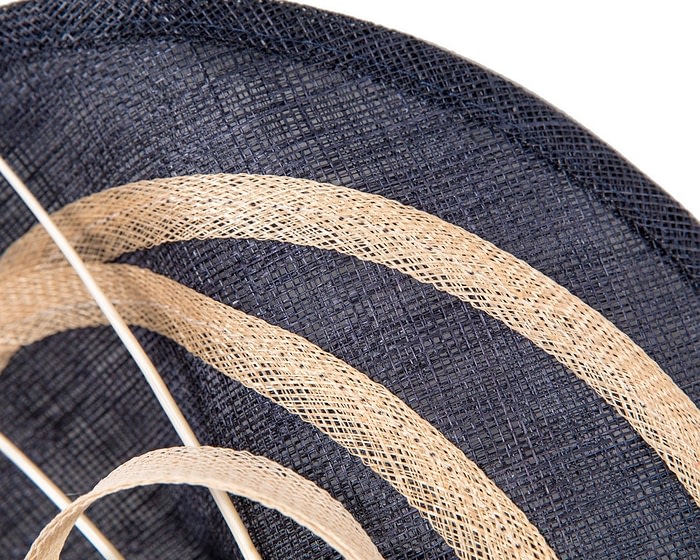 Elegant Navy & Cream Sinamay Fascinator by Max Alexander - Image 3
