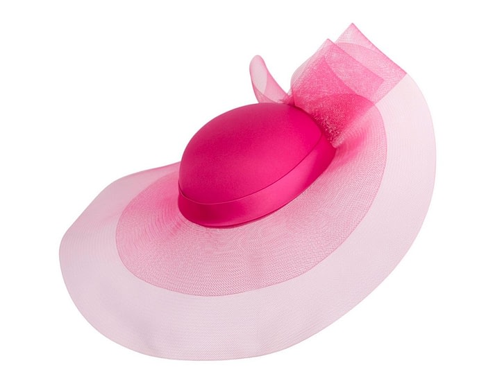 Custom made fuchsia wide brim hat by Fillies Collection - Image 2
