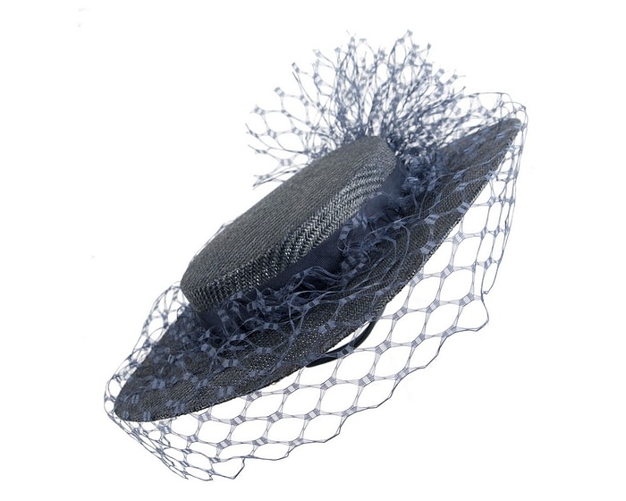 Chic Navy Boater Hat by Fillies Collection - Image 2