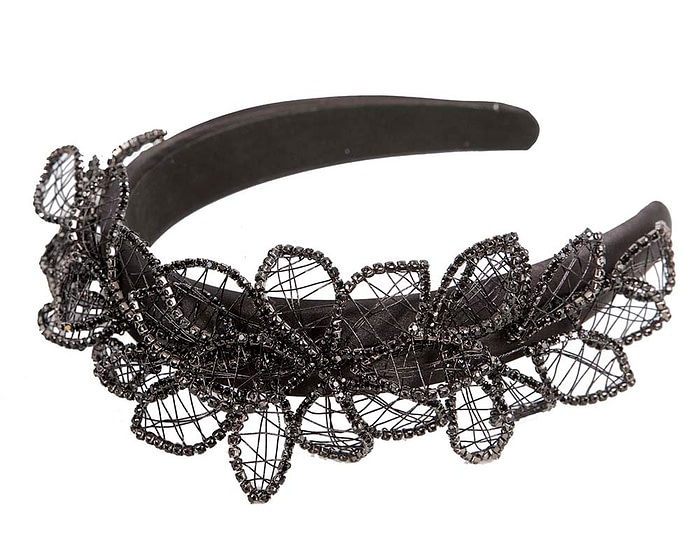 Elegant Black Leaf Fascinator Headband by Fillies Collection - Image 3
