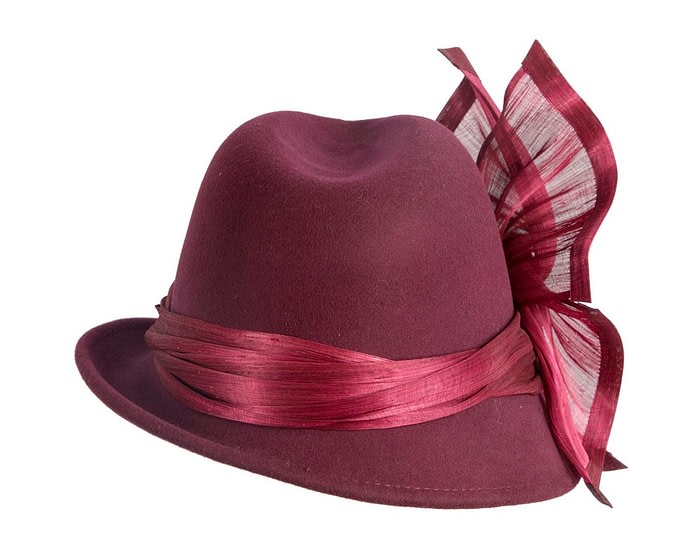 Bespoke wine-colored felt fedora by Fillies Collection - Image 6