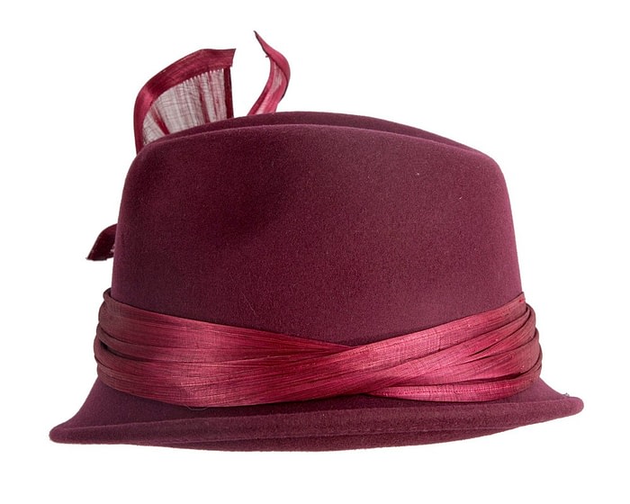 Bespoke wine-colored felt fedora by Fillies Collection - Image 3