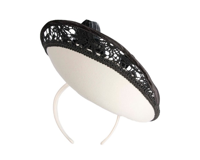Bespoke cream & black winter fascinator by Fillies Collection - Image 6