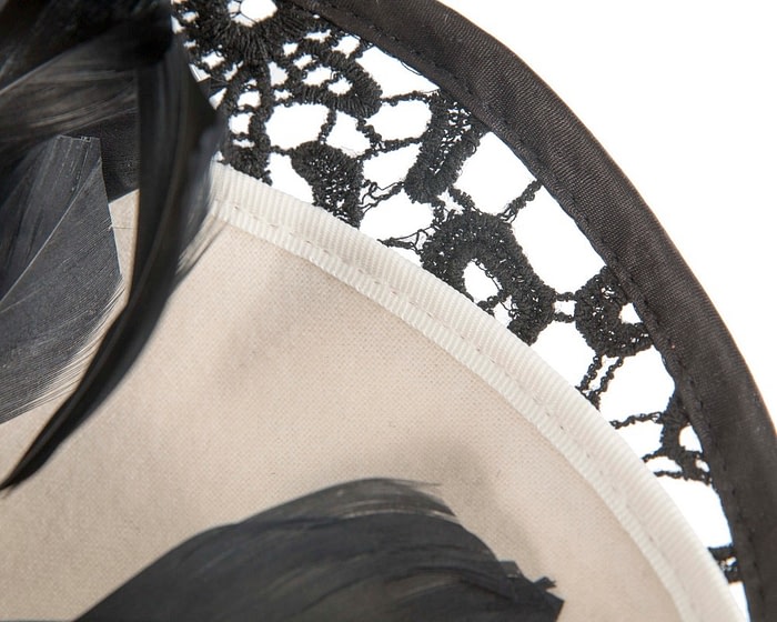 Bespoke cream & black winter fascinator by Fillies Collection - Image 5