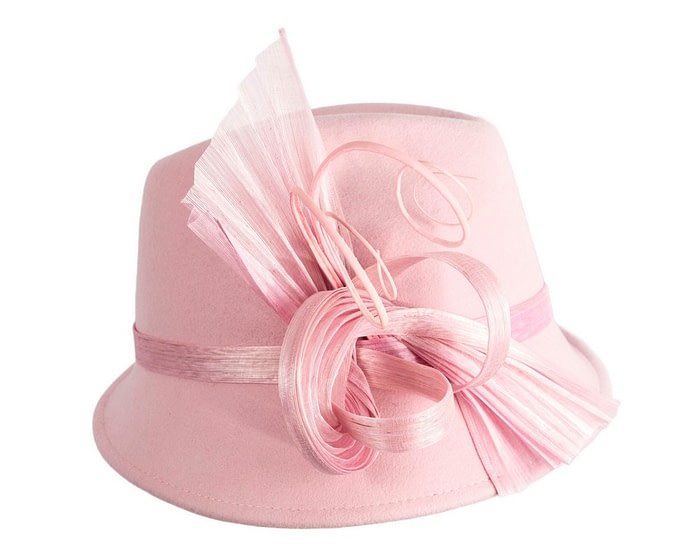 Bespoke pink felt fedora by Fillies Collection - Image 4