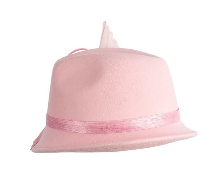 Bespoke pink felt fedora by Fillies Collection - Image 3