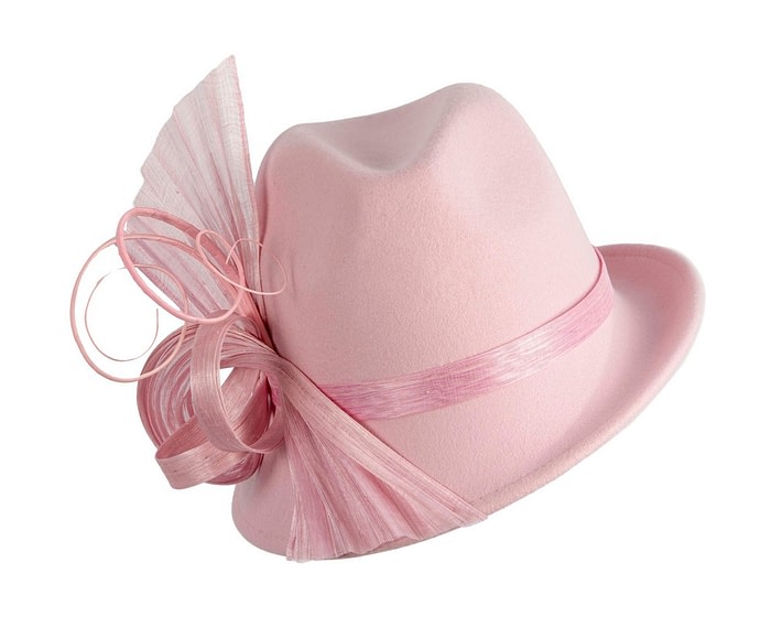Bespoke pink felt fedora by Fillies Collection - Image 2