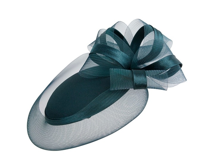 Dark teal custom made cocktail hat by Cupids Millinery - Image 4