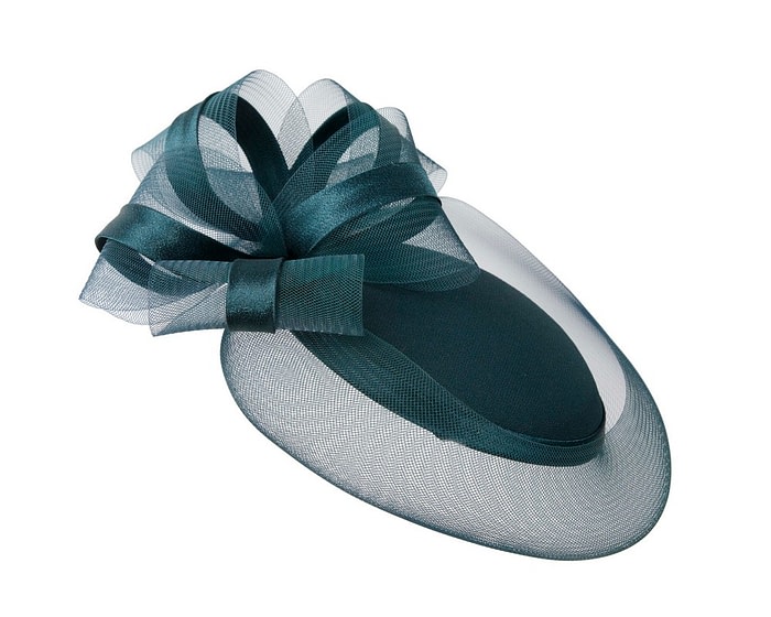Dark teal custom made cocktail hat by Cupids Millinery - Image 3