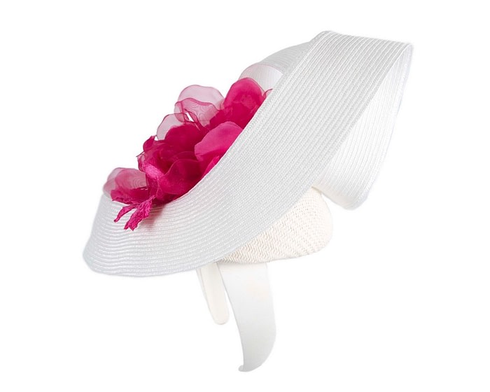 Large white & fuchsia fascinator by Fillies Collection - Image 4