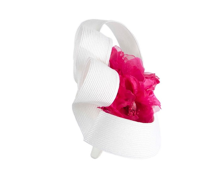 Large white & fuchsia fascinator by Fillies Collection - Image 3