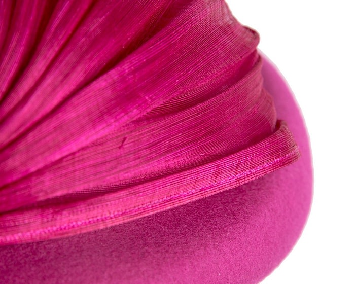 Bold Fuchsia Felt Hat with Silk Abaca Bow - Image 5