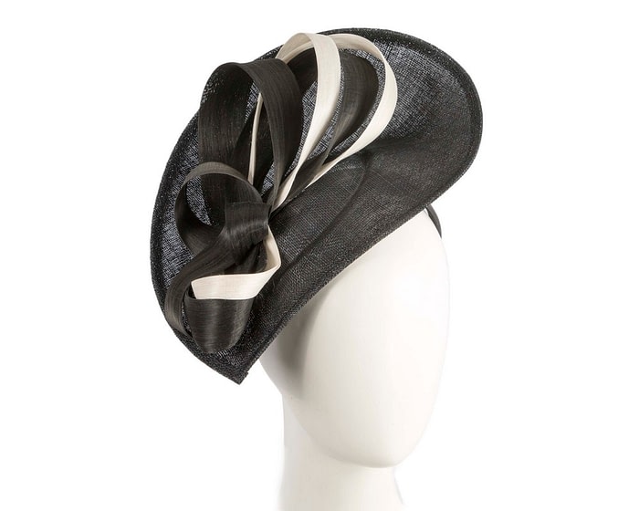 Bespoke black & cream sinamay fascinator by Max Alexander