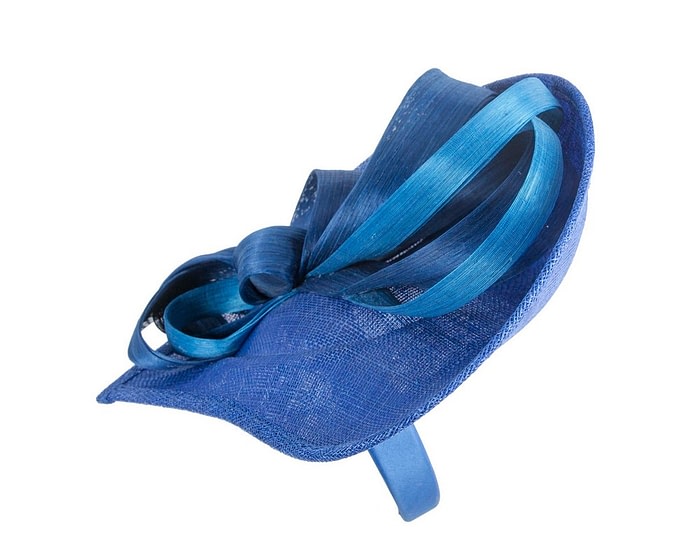 Bespoke royal blue sinamay fascinator by Max Alexander - Image 3