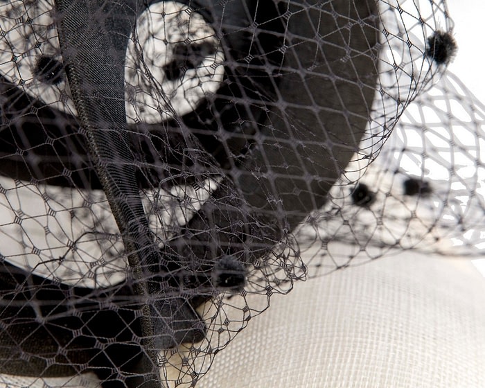 Large Fillies Collection Cream & Black Fascinator Hat - Image 5