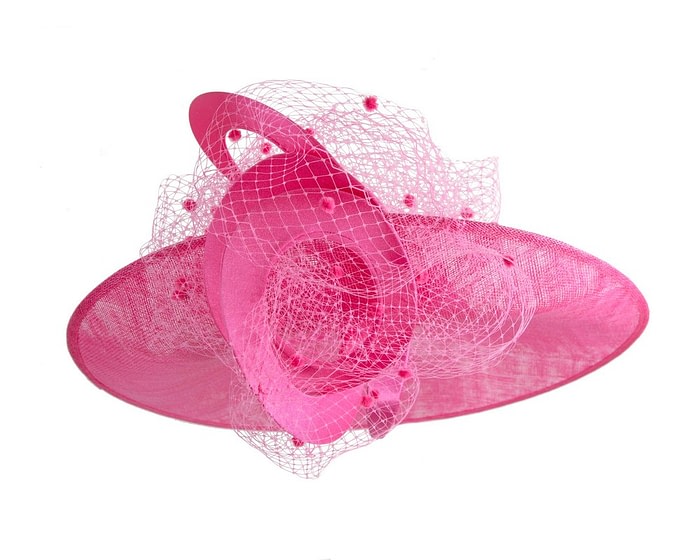 Large Fillies Collection Fuchsia Fascinator Hat - Image 5