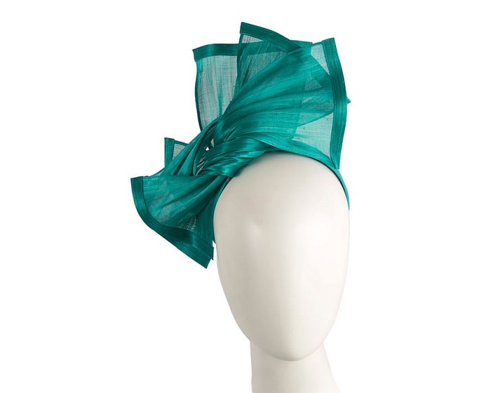 Teal twists of silk abaca fascinator by Fillies Collection