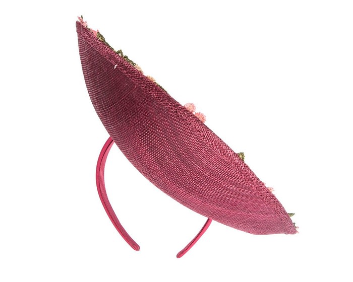 Wine-colored Floral Fascinator with Embroidered Lace - Fillies Collection - Image 6