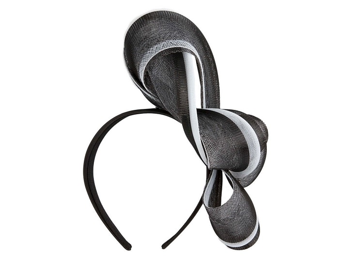 Black & White layered racing fascinator by Fillies Collection - Image 4