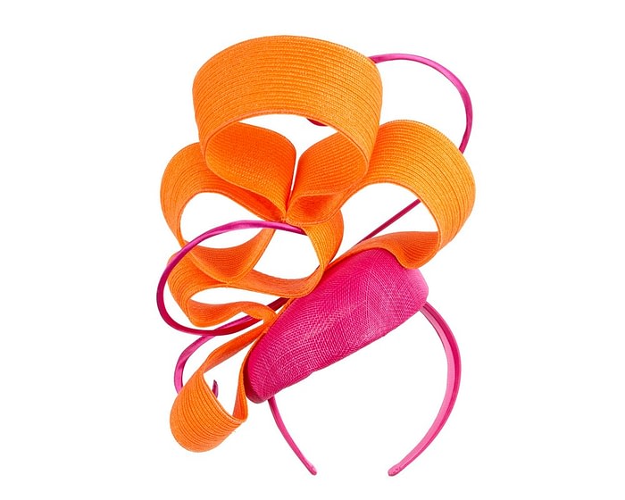 Designers fuchsia & orange racing fascinator by Fillies Collection - Image 6