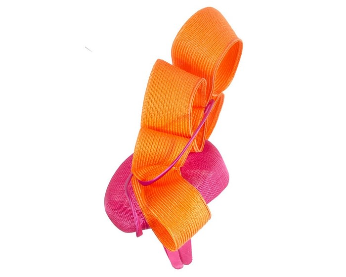 Designers fuchsia & orange racing fascinator by Fillies Collection - Image 4
