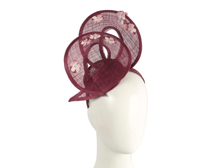 Exclusive wine-colored sinamay fascinator by Max Alexander