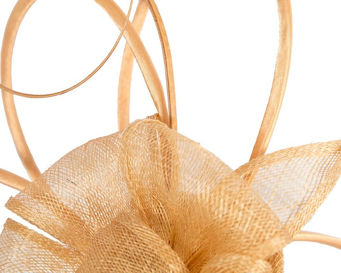 Gold sinamay flower fascinator by Max Alexander - Image 3