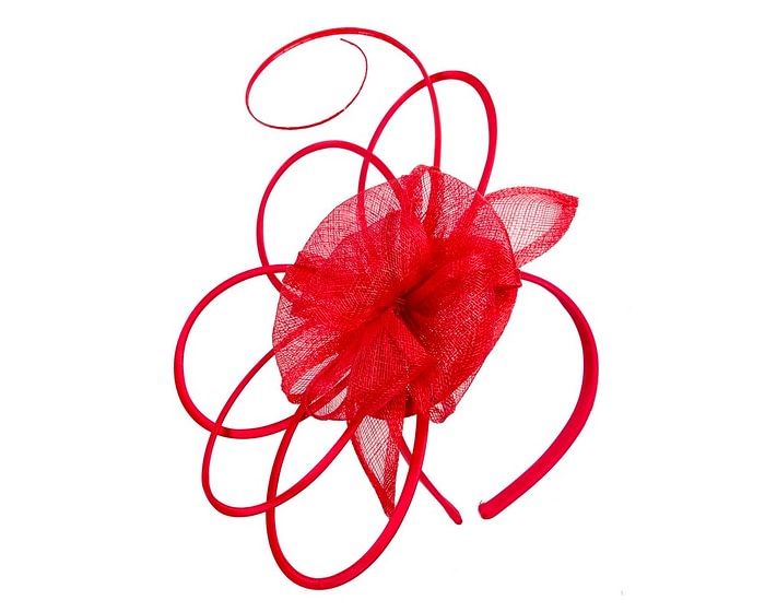 Red sinamay flower fascinator by Max Alexander - Image 2