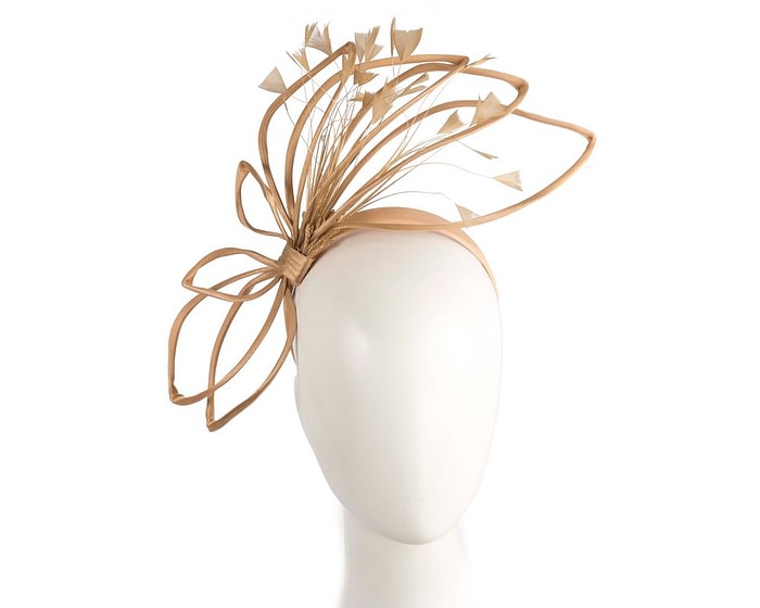 Gold scuplted fascinator by Max Alexander