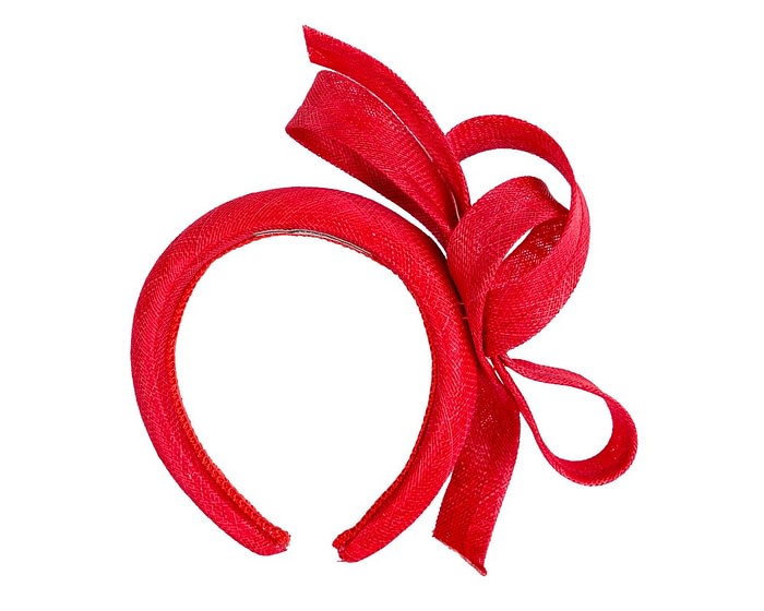 Red sinamay bow on the headband by Max Alexander - Image 4