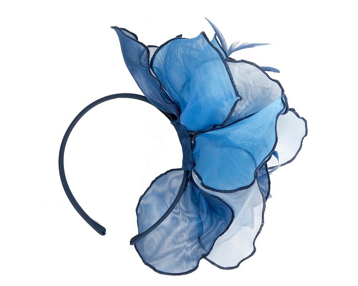 Multi-tone blue organza flower fascinator - Image 4