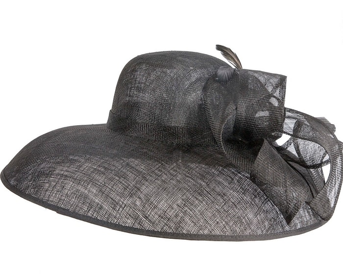 Black wide brim ladies fashion sinamay hat by Max Alexander - Image 6