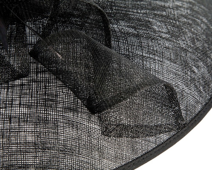 Black wide brim ladies fashion sinamay hat by Max Alexander - Image 5