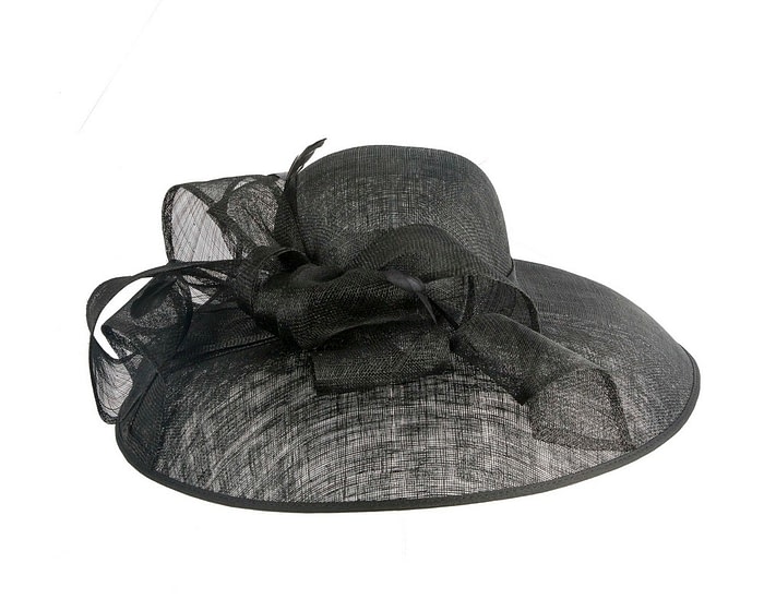 Black wide brim ladies fashion sinamay hat by Max Alexander - Image 2