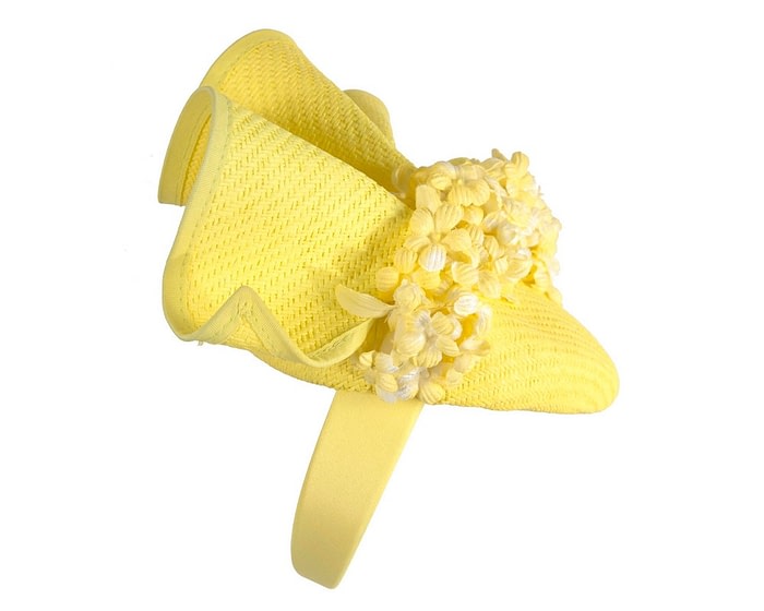 Bespoke fluro yellow racing fascinator by Fillies Collection - Image 3