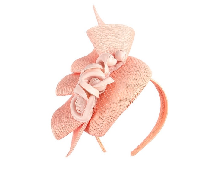 Bespoke coral & pink racing fascinator by Fillies Collection - Image 2