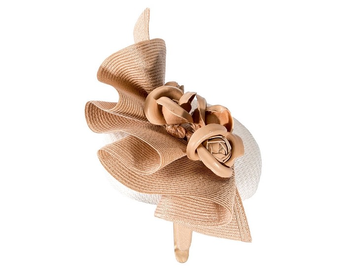 Bespoke white & nude racing fascinator by Fillies Collection - Image 4