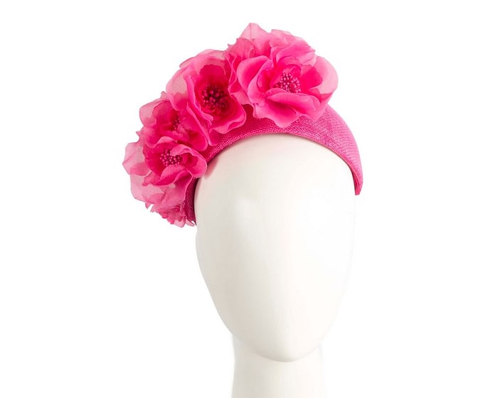 Wide fuchsia flower fascinator headband by Fillies Collection