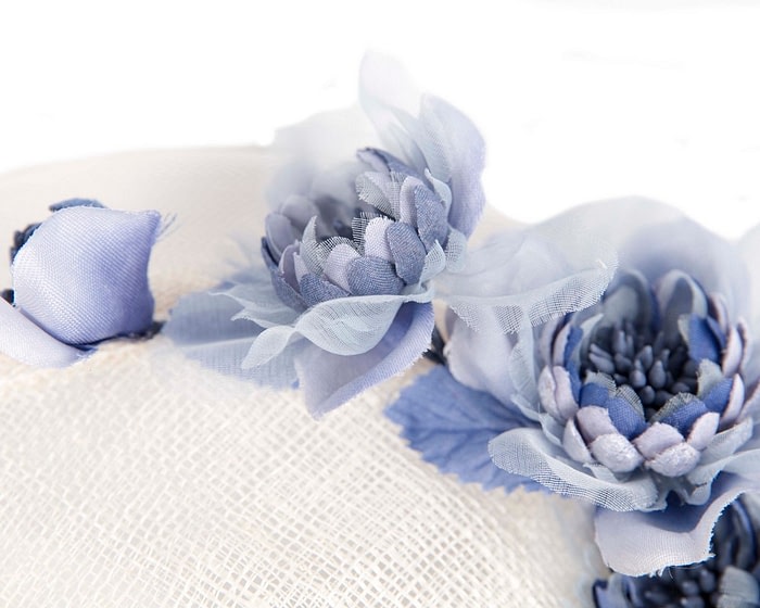 Cream & blue flower crown fascinator by Fillies Collection - Image 3