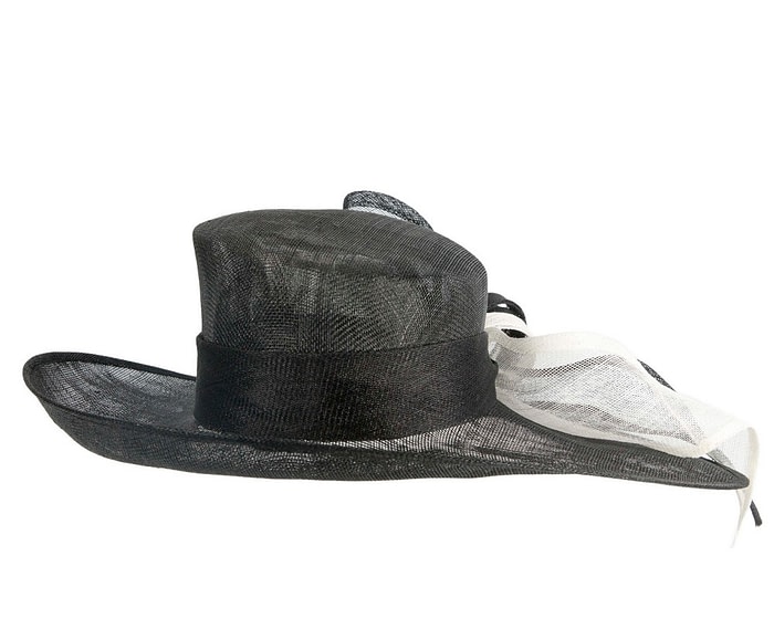 Max Alexander Black & White Wide-Brim Hat with Bow - Image 6