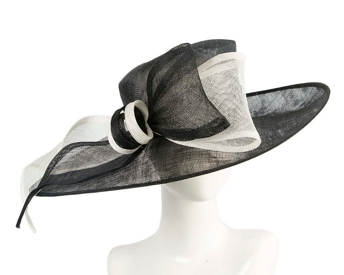 Max Alexander Black & White Wide-Brim Hat with Bow
