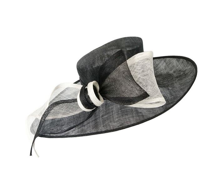 Max Alexander Black & White Wide-Brim Hat with Bow - Image 2