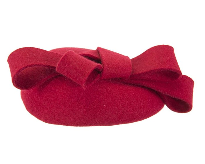 Fascinators Online - Red winter pillbox with bow