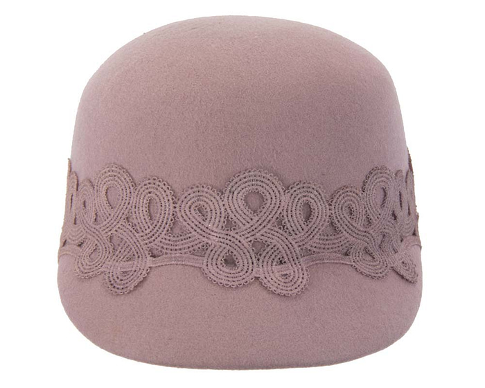 Fascinators Online - Dusty pink felt ladies cap with lace