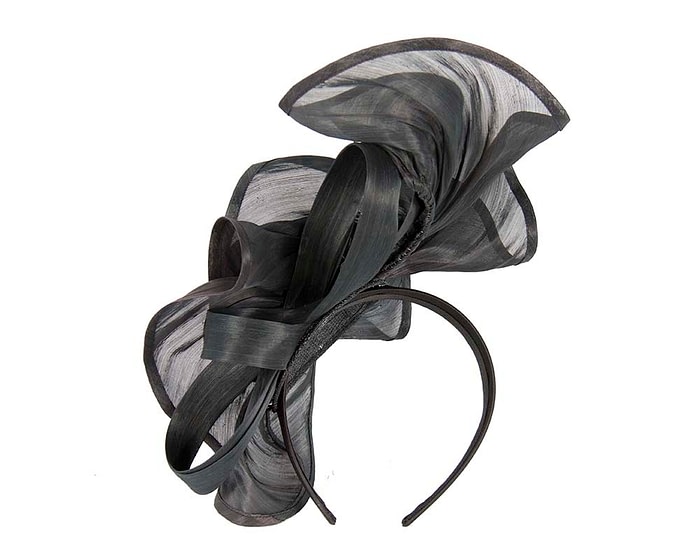 Fascinators Online - Black sculptured silk abaca fascinator by Fillies Collection