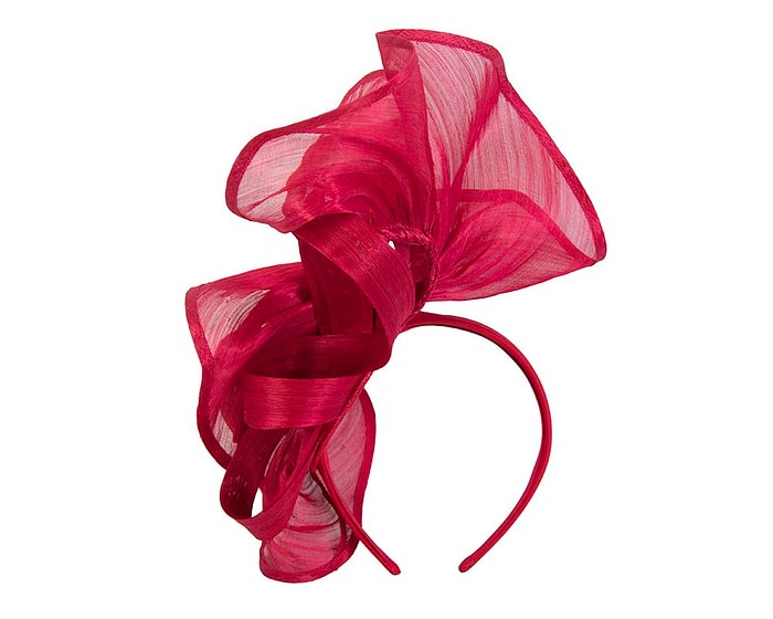 Fascinators Online - Red sculptured silk abaca fascinator by Fillies Collection